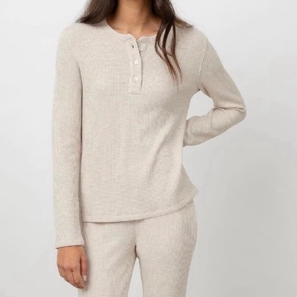 Rails Cream Long Sleeve Henley Top